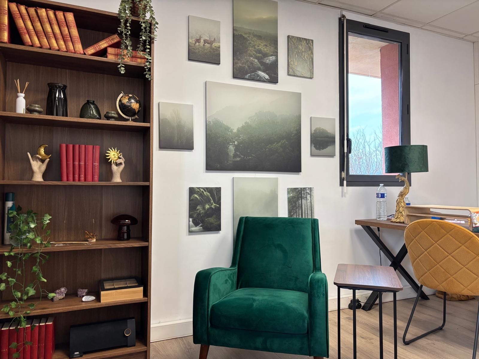 Cabinet de psychologue à louer à Pertuis — fauteuil et bibliothèque de l'Espace Lumen